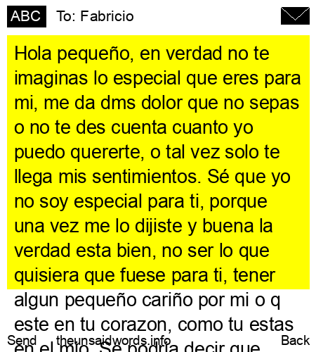 unsent message to Fabricio
