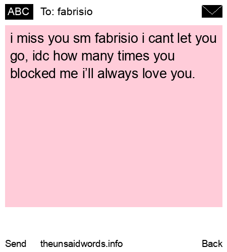 unsent message to fabrisio 