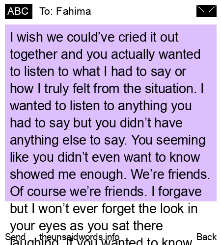 unsent message to Fahima