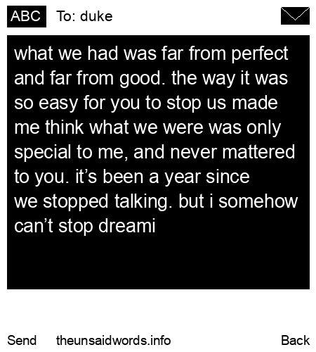 unsent message to duke