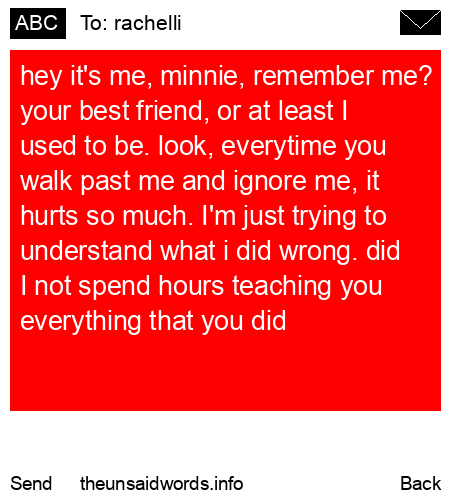 unsent message to rachelli