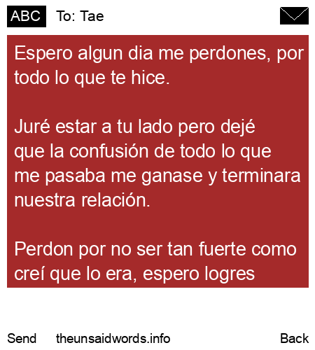 unsent message to Tae