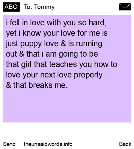 unsent message to Tommy