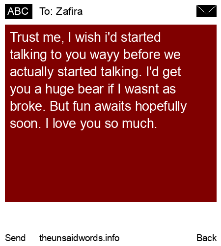 unsent message to Zafira