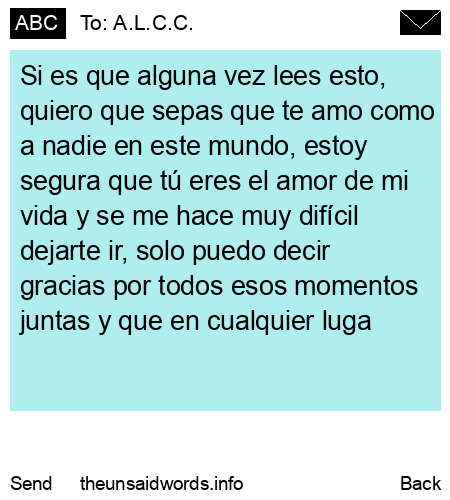 unsent message to A.L.C.C.