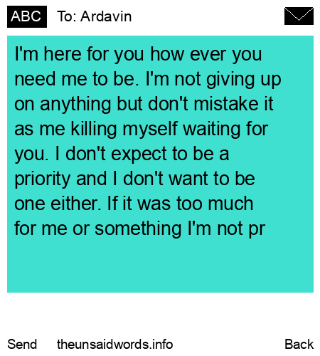 unsent message to Ardavin