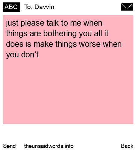 unsent message to Davvin