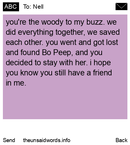 unsent message to Nell