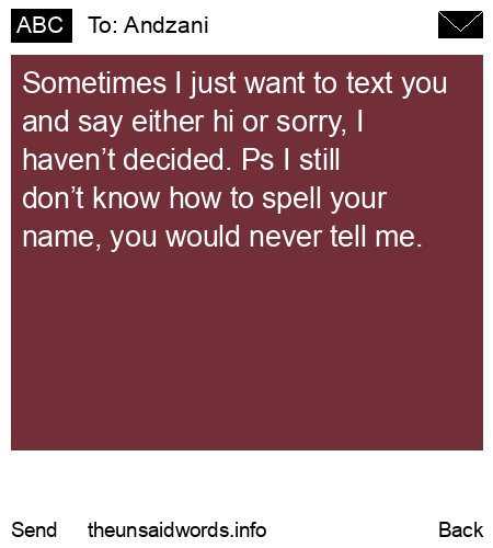 unsent message to Andzani