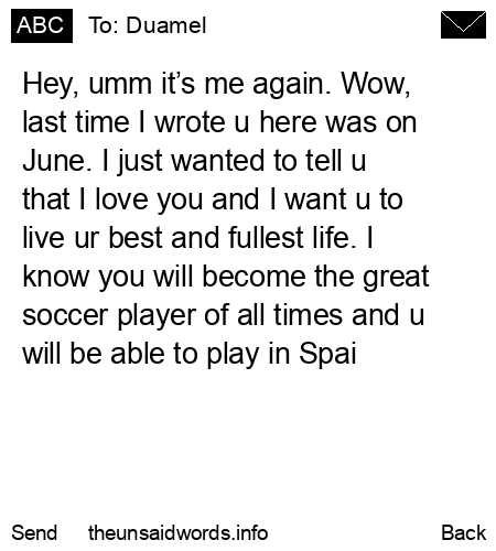unsent message to Duamel
