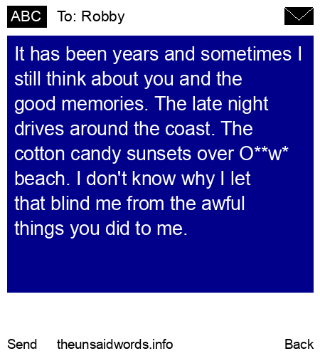 unsent message to Robby