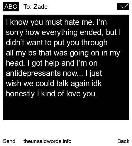 unsent message to Zade