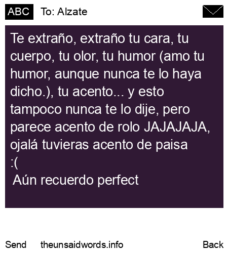 unsent message to Alzate