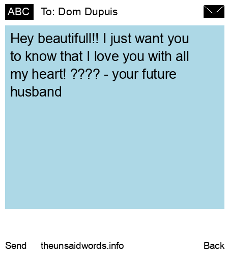 unsent message to Dom Dupuis 