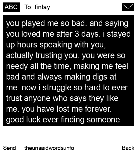 unsent message to finlay