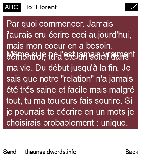 unsent message to Florent