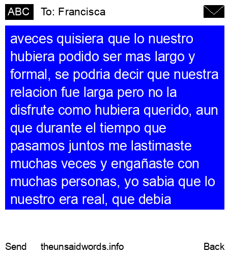 unsent message to Francisca