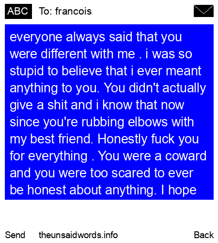 unsent message to francois