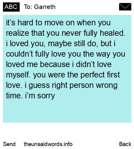 unsent message to Garreth