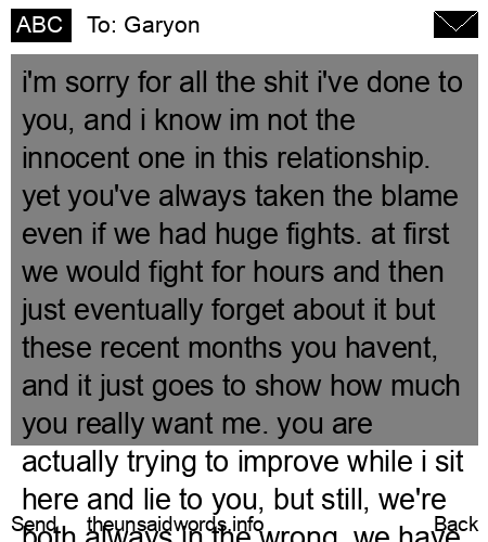 unsent message to Garyon
