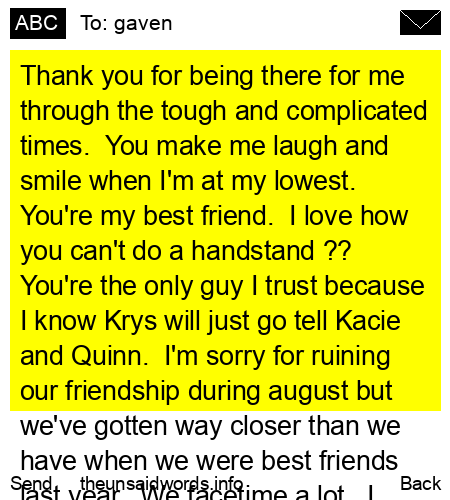 unsent message to gaven