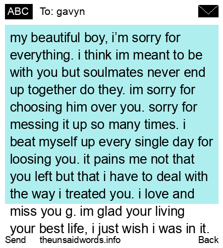 unsent message to gavyn
