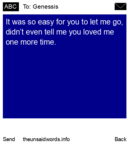 unsent message to Genessis