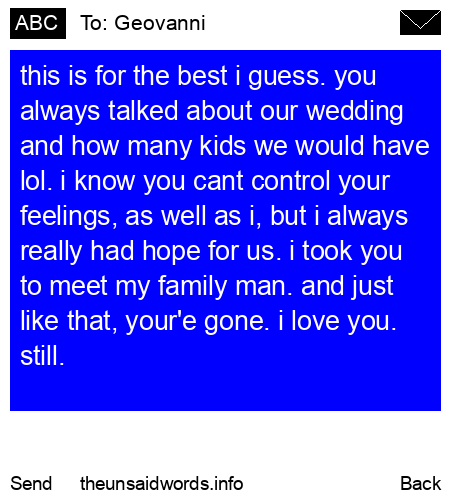 unsent message to Geovanni