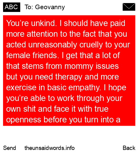 unsent message to Geovanny