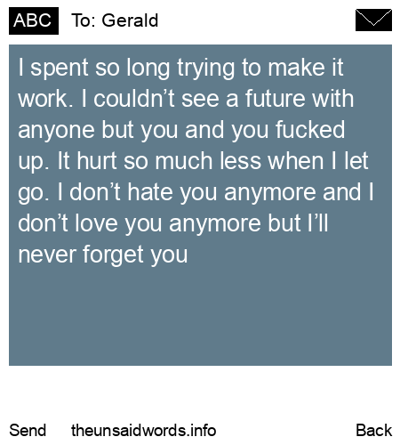 unsent message to Gerald