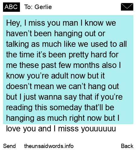 unsent message to Gerlie