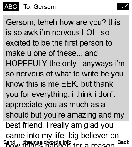 unsent message to Gersom