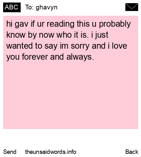 unsent message to ghavyn
