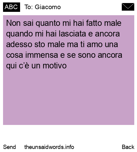 unsent message to Giacomo