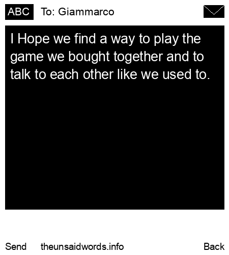 unsent message to Giammarco
