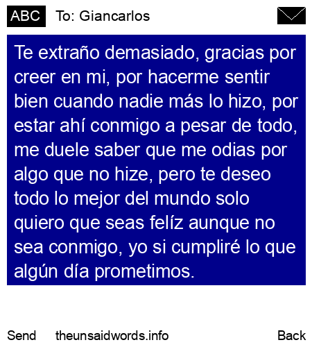 unsent message to Giancarlos