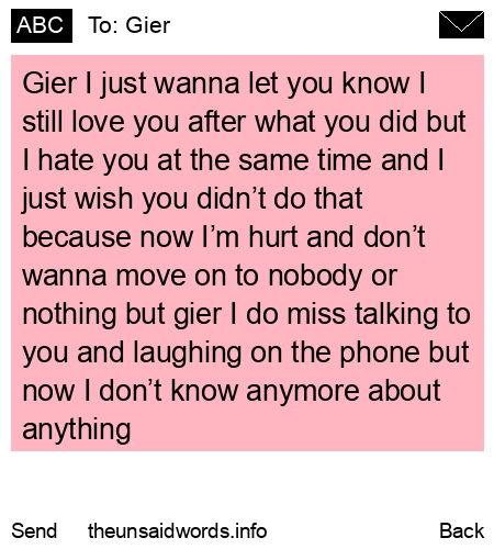 unsent message to Gier