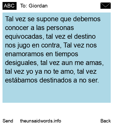 unsent message to Giordan
