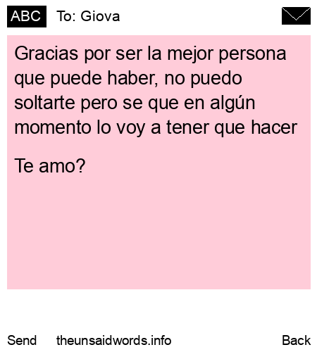 unsent message to Giova