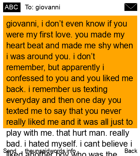 unsent message to giovanni