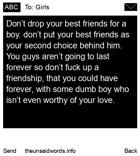 unsent message to Girls