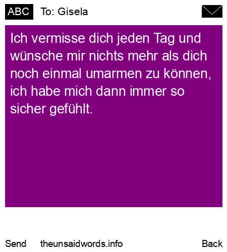 unsent message to Gisela