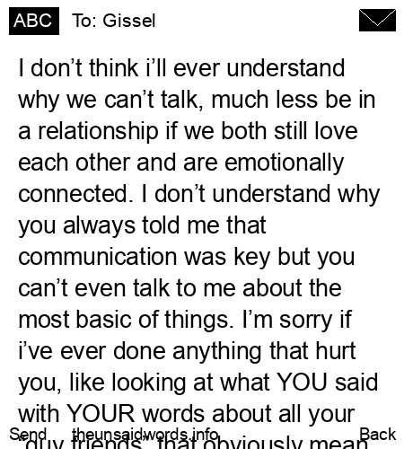 unsent message to Gissel