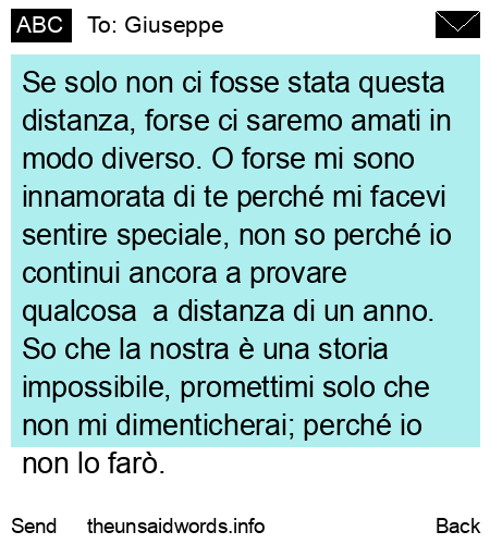 unsent message to Giuseppe