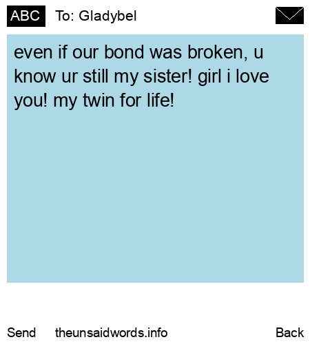 unsent message to Gladybel