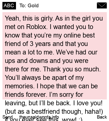 unsent message to Gold