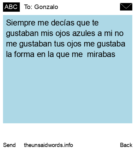 unsent message to Gonzalo