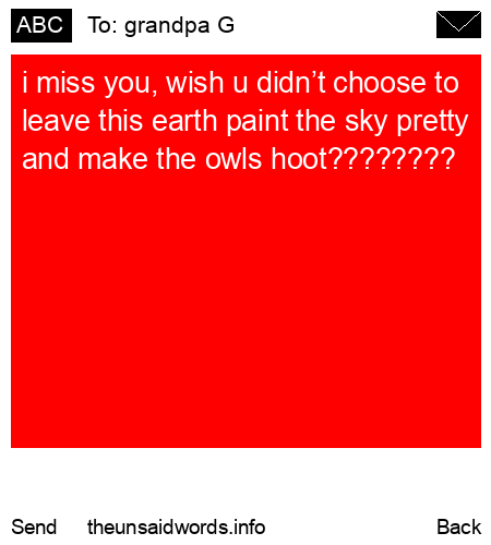 unsent message to grandpa G