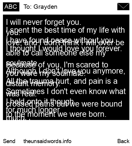unsent message to Grayden
