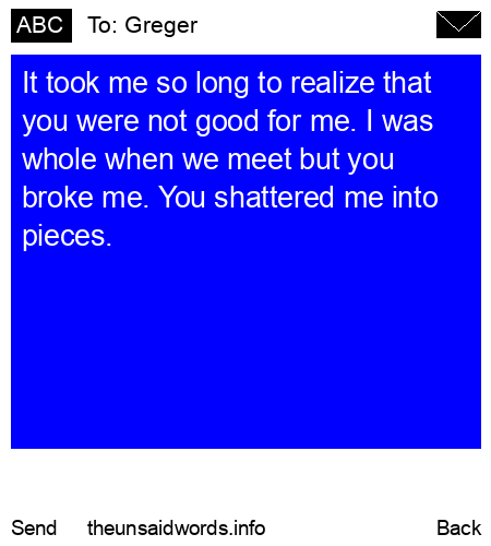 unsent message to Greger